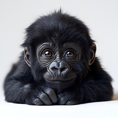 Fototapeta premium Adorable young gorilla with detailed fur texture high resolution picture