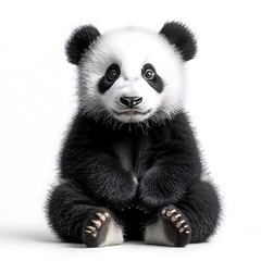 Fototapeta premium Cute fluffy panda staring with innocent eyes high resolution picture
