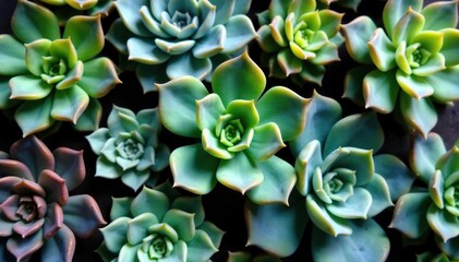 Close-up photo showcasing the intricate patterns and textures of various succulents, highlighting their natural beauty and promoting a sense of calm and serenity,  textures,  leaves