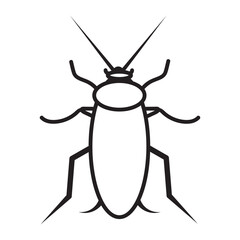Minimalist Line Art of a Cockroach Insect Icon Design