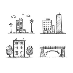 Gribouillis minimalistes de paysages urbains