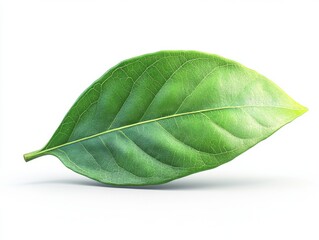 Obraz premium Fresh aromatic bay leaf with rich green color isolated on a white background highlighting its natural texture and shape