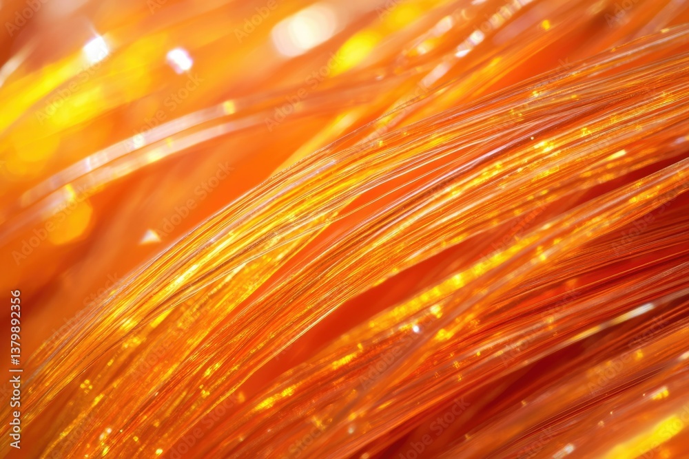 Aufkleber a close-up of vibrant orange, glistening filaments creating an abstract, textural and dimensional co