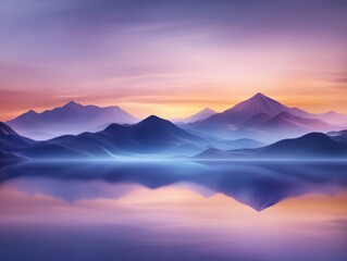 Majestic mountain landscape at dusk reflecting serene colors in the calm waters of a lake