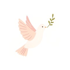 Obraz premium Easter tradition spiritual. A dove carrying an olive branch symbolizes peace and hope. isolated on white background