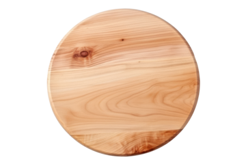 wooden kitchen cutting board top view isolated on white or transparent png