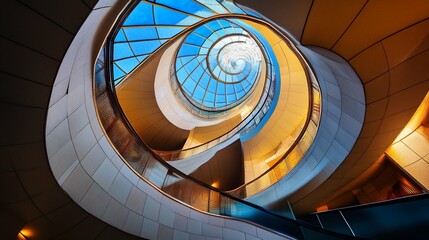 Obraz premium Spiral Ascent Glass Ceiling Curved Architecture