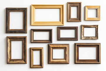 Elegant Vintage Picture Frame Collection on White Background