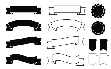 Ribbon banners set.  Modern simple ribbons collection. Vector illustration. 