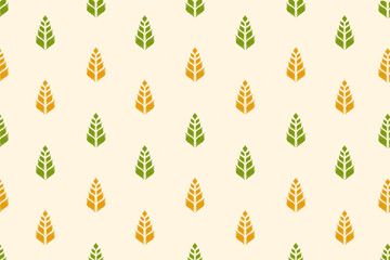 Ikat autumn leaves seamless pattern