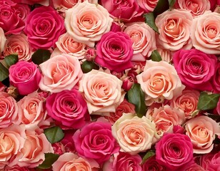 Fototapeta premium Valentines day concept background. Roses, gifts, romantic decorations. Place for text.