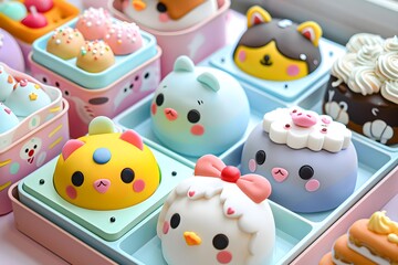 Adorable Animal Shaped Treats in Pastel Colors: A Delightful Collection of Cute Confectionery Delights, Perfect for Gifting or Enjoying Yourself.  These Sweet and Charming Collectibles