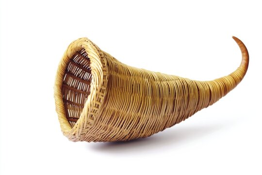 Empty Cornucopia Basket for Thanksgiving Harvest on White Background