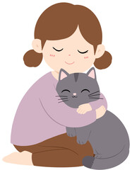 Cute Kids with Lovely Pets Animal Friendship Clipart