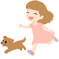 Cute Kids with Lovely Pets Animal Friendship Clipart