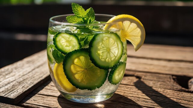 Sunlit Sip: Cool Citrus Elixir, A Refreshing Moment in Hydration's Natural Glow