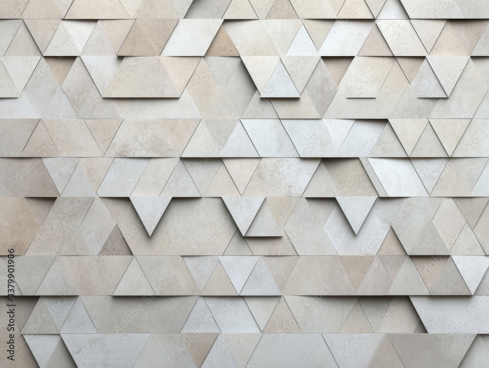 Aufkleber Modern geometric wall design featuring triangular patterns in neutral tones showcasing innovative interior architecture