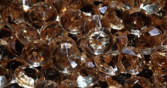 Sparkling transparent expensive diamonds pile as background. Clear gem crystals prepared for jewelry items incrustation in workshop