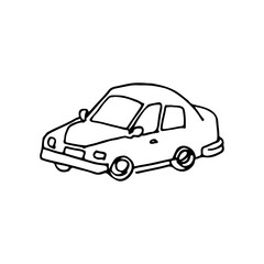 Doodle cartoon hand-drawn small car vector element illustration.
