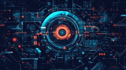 Cybernetic Circuitry Neon Grid Matrix