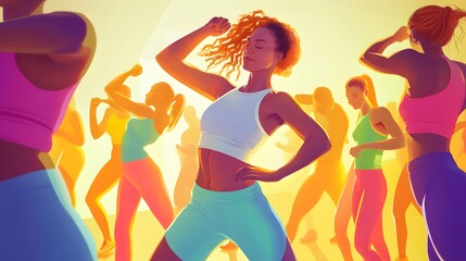 Energetic Group Dance Class with Bright and Vivid Colors