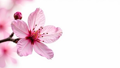 Fototapeta premium Cherry blossoms isolated on a white background, perfect for design, pink, decorative