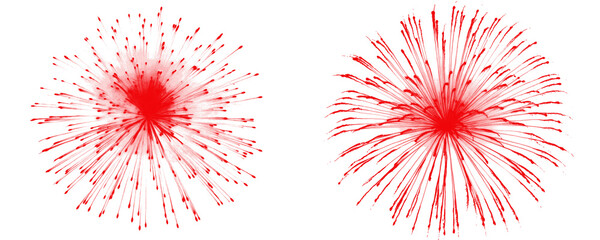Spectacular Fireworks Display in Gold and Red Isolated on A Transparent or White Background