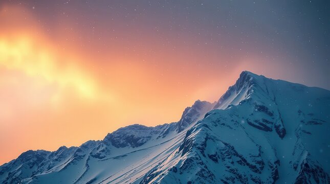  Dramatic Snowstorm Over Rugged Mountain Ridge in Winter
