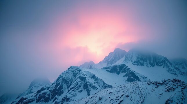  Dramatic Snowstorm Over Rugged Mountain Ridge in Winter
