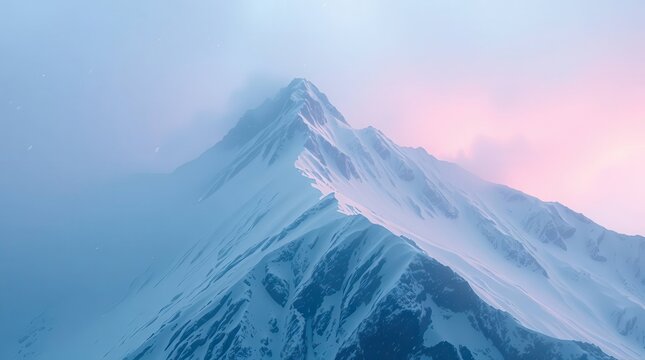  Dramatic Snowstorm Over Rugged Mountain Ridge in Winter
