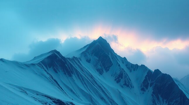  Dramatic Snowstorm Over Rugged Mountain Ridge in Winter
