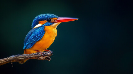 Obraz premium Living Gem: Tiny Kingfisher’s Fiery Orange & Blue Feathers in HD