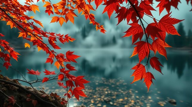  Hidden Mountain Lake Surrounded by Vibrant Autumn Foliage
