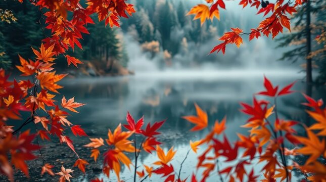  Hidden Mountain Lake Surrounded by Vibrant Autumn Foliage
