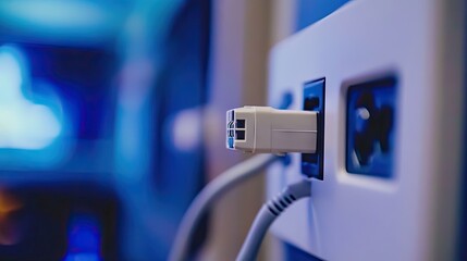 A close-up of a TV power plug showing the double insulation symbol.