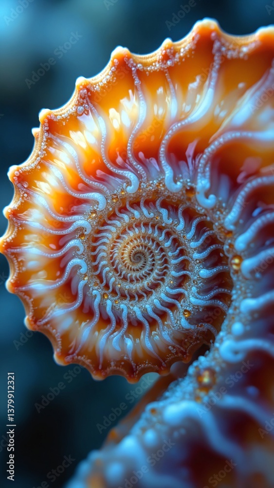 Aufkleber Beautiful and Intricate Close-up of a Colorful Nautilus Shell with Spiraling Patterns and Soft Light Effects Captivating Nature Inspiration