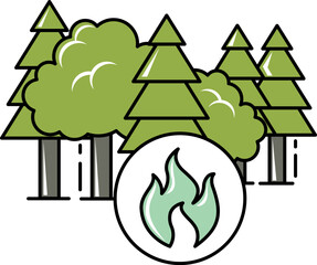 forest fire Illustration on a white background
