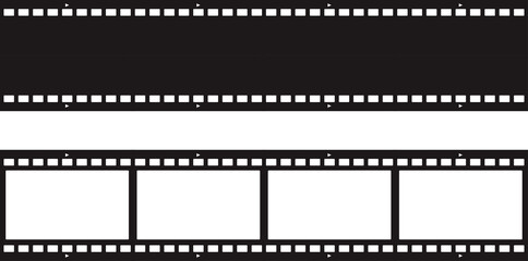 Grunge film strips collection. Old retro cinema movie strip video recording.