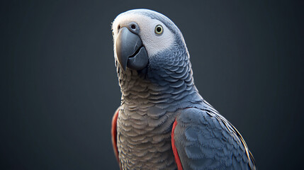 Obraz premium Studio-Quality African Grey, Feather Texture & Intelligent Eyes in 4K