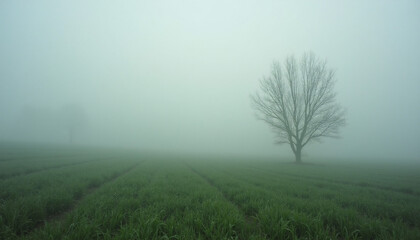 Obraz premium misty morning in the field