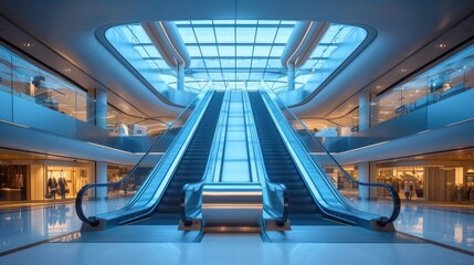 Modern Escalators in a Luxurious Shopping Mall