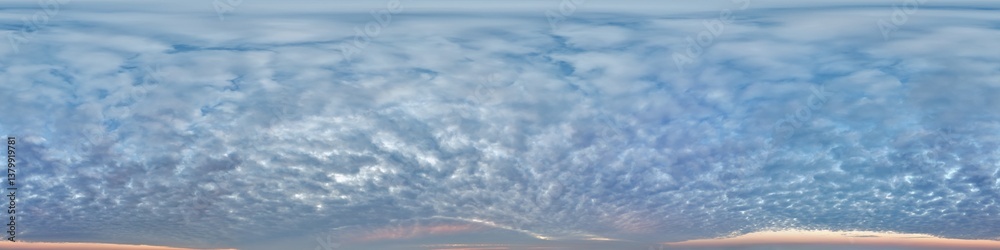 Canvas Prints blue sky hdri 360 panorama with pink clouds before sunset with zenith for use in 3d graphics as sky 