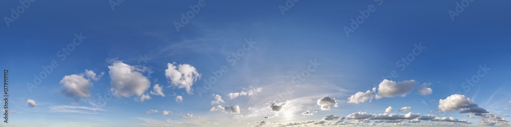 Canvas Prints blue sky hdri 360 panorama with pink clouds before sunset with zenith for use in 3d graphics as sky 