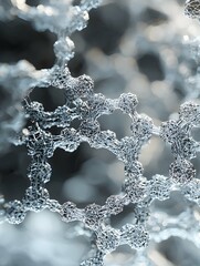 A high-resolution digital representation illustrates a complex assembly of nanobots arranged in a hexagonal pattern,