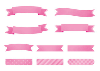 10種のリボンフレームのセット_ピンク