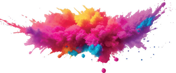 A Bright, Stunning Watercolor Painting of Abstract Stains and Splashes in Rich, Vibrant Colors, Enhanced by Bold Brush Strokes on a Pure White Background for a Contemporary Look.
