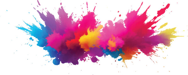 A Bright, Stunning Watercolor Painting of Abstract Stains and Splashes in Rich, Vibrant Colors, Enhanced by Bold Brush Strokes on a Pure White Background for a Contemporary Look.
