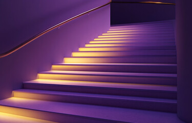Fototapeta premium staircase with a purple and yellow color scheme