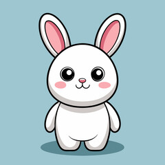 Cute Cartoon Bunny with Pink Ears Illustration