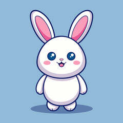 Cute Cartoon Bunny with Pink Ears Illustration